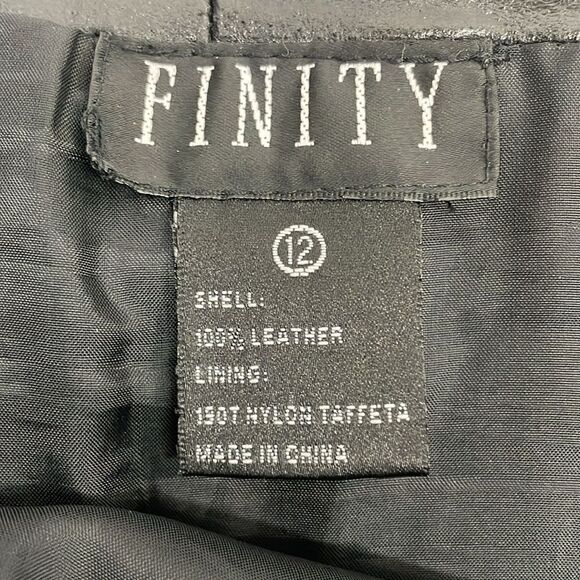 Finity 100% Genuine Leather Knee-Length Skirt, Black, size 12 A-Line Pencil - Picture 9 of 10